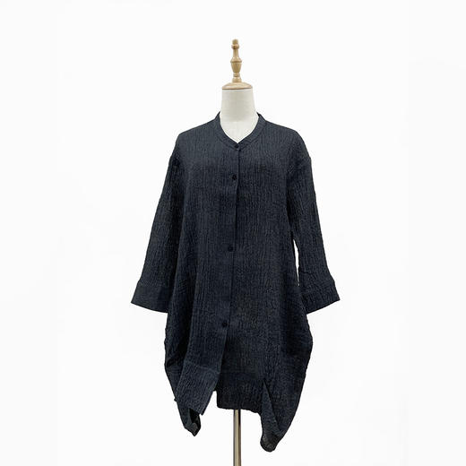 黑色皱麻长衬衫  仅剩L码 商品图0