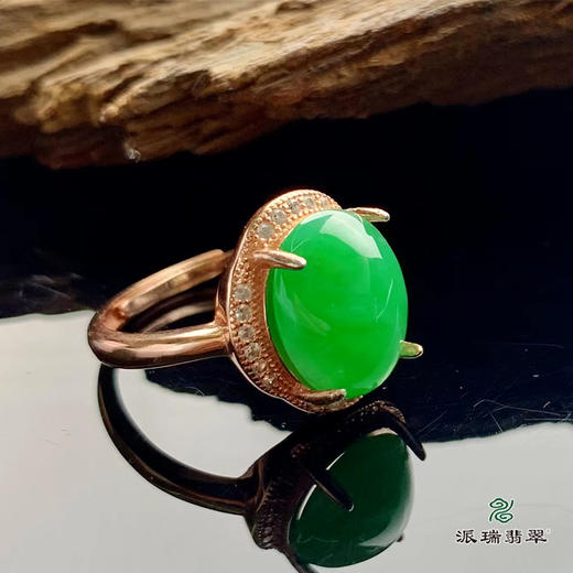 派瑞翡翠 翡翠戒面 冰种 绿色 商品图3