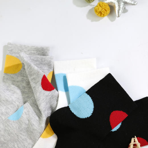 【2双装 6双6折】童丨大童波点中筒棉袜四季袜时尚潮袜男女童袜【2213202】 商品图3