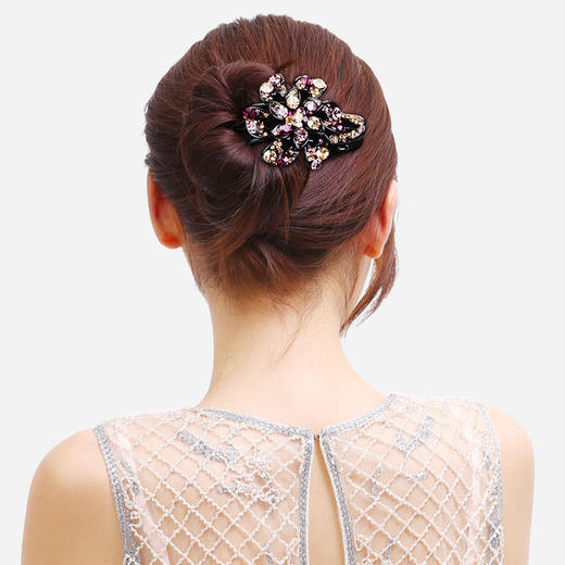 LBE-pf103发夹鸭嘴夹头饰韩版花朵亚克力一字夹日韩成人彩色水钻盘发器 商品图1