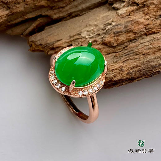 派瑞翡翠 翡翠戒面 冰种 绿色 商品图0