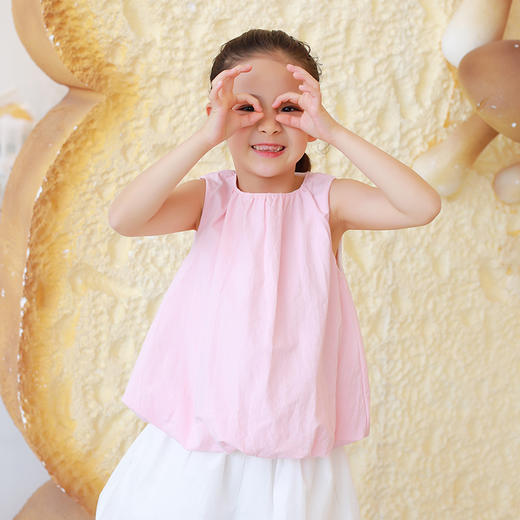 老虎【气质网红爆款】2022龙之涵原创设计师款无袖面包服  全棉 三次高温水洗  简约气质款 女童无袖面包上衣 商品图11