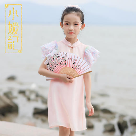 小嫒记春夏新款女童汉服国风中式礼服时装周走秀款——莺莺旗袍 商品图5