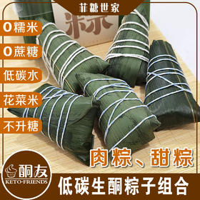 25年端午上架！酮友食品低碳水生酮粽子咸蛋黄肉粽甜粽无面粉糖友（每只145克）