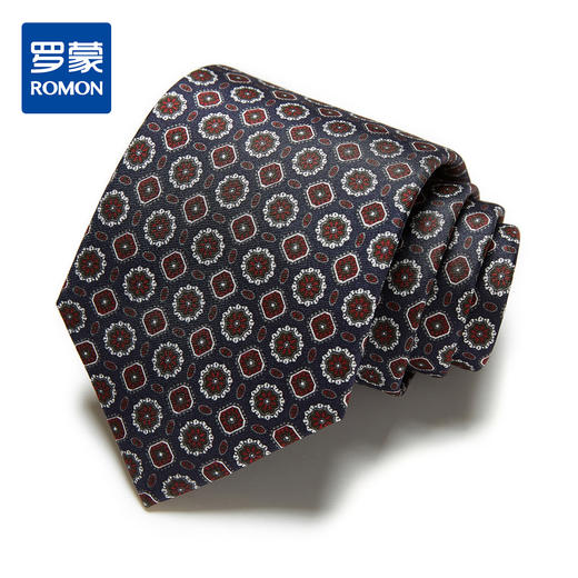 【桑蚕丝】罗蒙领带男复古花纹低调气质正装商务休闲男士领带 商品图0