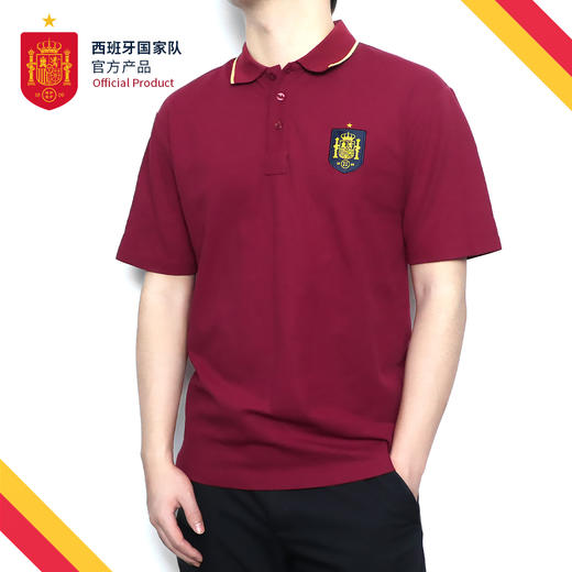 西班牙国家队官方商品丨经典红黄短袖polo衫刺绣T恤球迷运动透气 商品图0