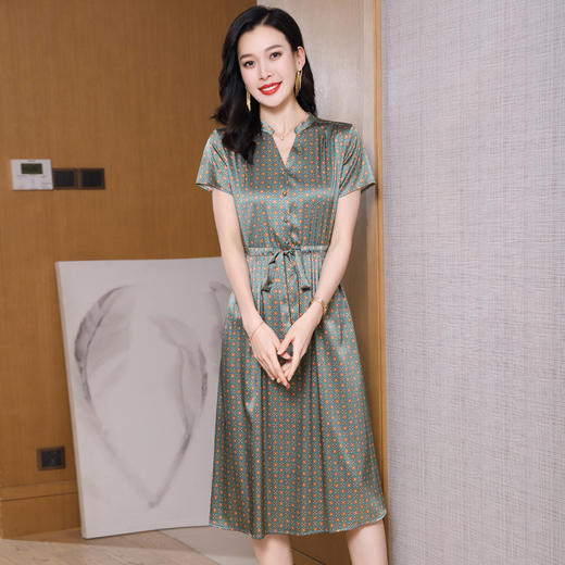 ASE-2367   V领拼接气质优雅女士连衣裙 商品图3