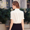 AD时尚春夏白色衬衫雪纺衫甜美娃娃领系带短袖衬衣套装高端职业装 商品缩略图2