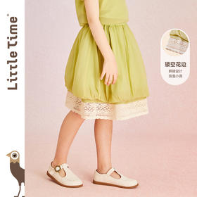 littletime女童拼接花边半身裙夏季花苞裙2022新款中大儿童半截裙