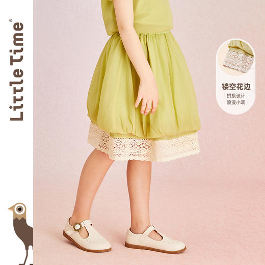 littletime女童拼接花边半身裙夏季花苞裙2022新款中大儿童半截裙 商品图0