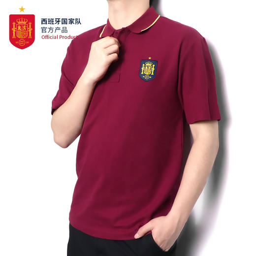西班牙国家队官方商品丨经典红黄短袖polo衫刺绣T恤球迷运动透气 商品图1