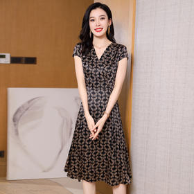 ASE-2369   V领印花气质时尚女士连衣裙