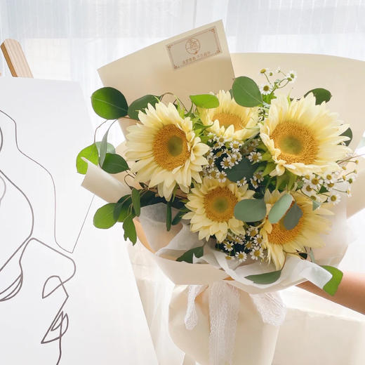 《奶茶》奶油向日葵花束（特殊花材提前一天预定） 商品图7