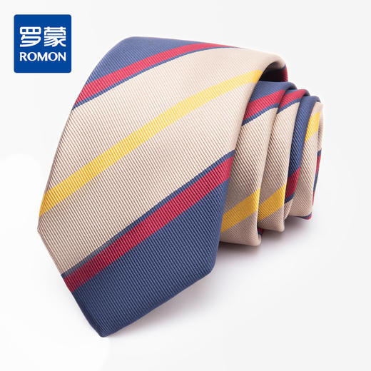 【精品礼盒装】罗蒙领带男时尚靓丽精致条纹商务休闲通勤婚礼男士领带 商品图0