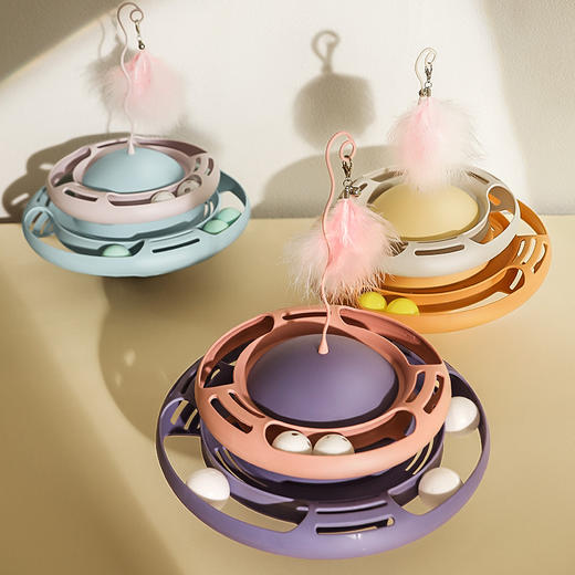 【双层轨道 快乐翻倍】猫玩具自嗨解闷神器逗猫棒幼猫不倒翁转盘小猫猫宠物猫咪用品 商品图0