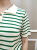 女条纹针织反领短袖 商品缩略图1