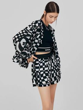 棋盘格防晒服短裤