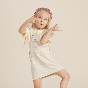 谜底童装2022夏季H型中款T恤活泼舒适亲肤花朵短袖上衣B1BKT0249