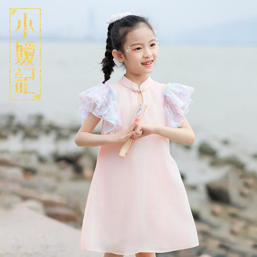 小嫒记春夏新款女童汉服国风中式礼服时装周走秀款——莺莺旗袍 商品图1