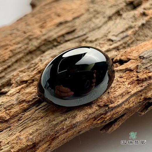 派瑞翡翠 翡翠戒面 糯种 墨翠 商品图0