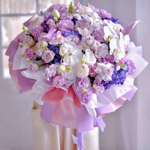 《会唱歌的紫精灵》高档蝴蝶兰郁金香紫色系韩式花束 商品图8