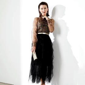 “巴洛克宫廷”颈袖添香新款时尚修身桑蚕丝雪纺衫上衣衬衣女式真丝衬衫J9233588（四季可穿）