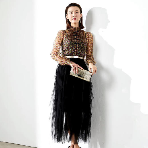 “巴洛克宫廷”颈袖添香新款时尚修身桑蚕丝雪纺衫上衣衬衣女式真丝衬衫J9233588（四季可穿） 商品图8