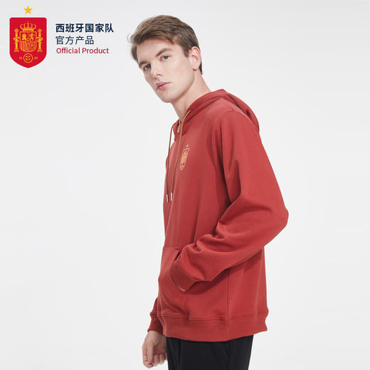 西班牙国家队官方商品丨连帽卫衣休闲宽松红色撞色帽毛圈球迷外套 商品图1