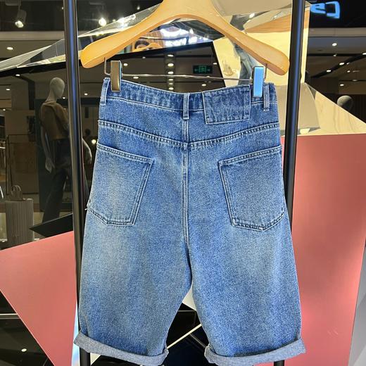 微宽松折裤脚松牛仔短裤 商品图1