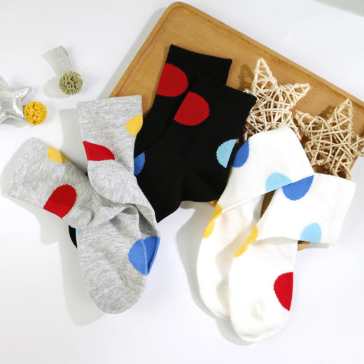 【2双装 6双6折】童丨大童波点中筒棉袜四季袜时尚潮袜男女童袜【2213202】 商品图2