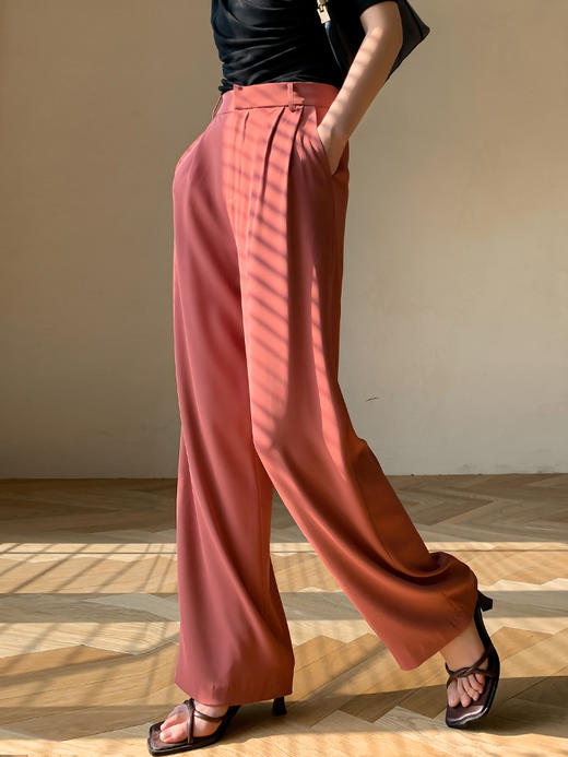 艾尚臣新款阔腿裤女高腰时尚休闲裤气质垂感OL西装裤女宽松工装裤 商品图1