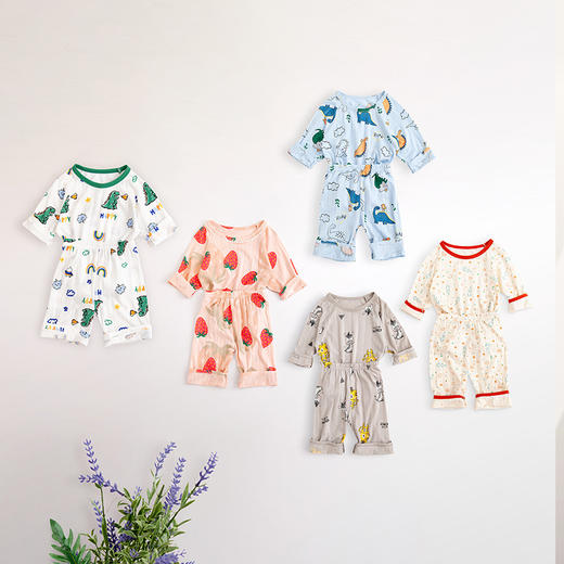 【A类品质】【买一送一】儿童夏季新氧海岛棉8色家居服套装男童女童睡衣清爽透气卡通可爱 商品图8