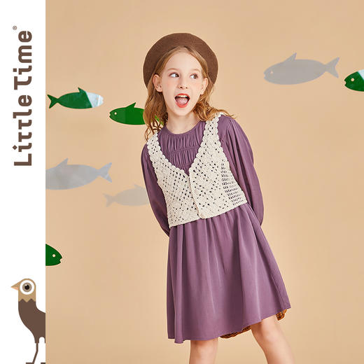 littletime女童连衣裙春装新款法式文艺套装洋气中大儿童春秋裙子 商品图1