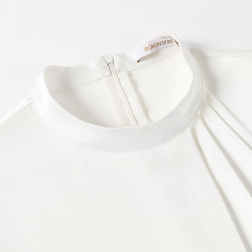 【高定款】罗蒙圆领气质长袖衬衫女商务休闲通勤质感纯色女士衬衣 商品图10