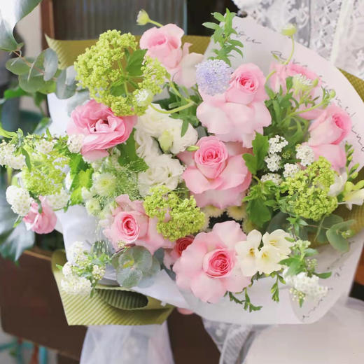 《夏洛》粉玫瑰木绣球花束 商品图3
