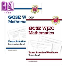 英国CGP原版 WJEC GCSE Maths Exam Practice Workbook 中级进阶数学 考试练习手册 备考复习自测套装2册 含答案
