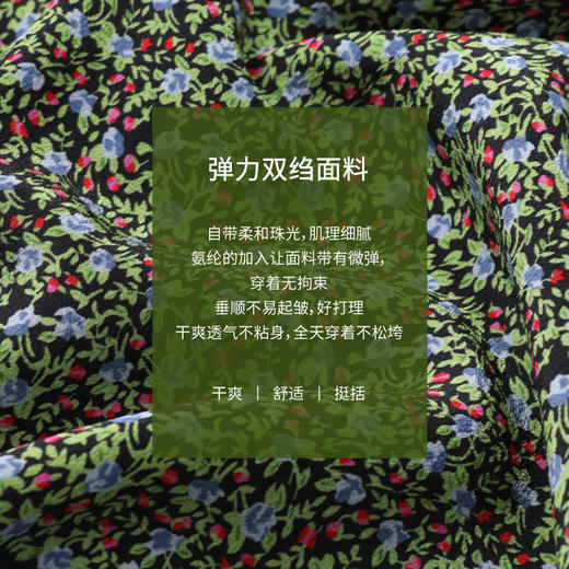 玳莎真丝印花女夏季 弹力双绉高级感收腰短袖桑蚕丝连衣裙  CB35119 商品图3