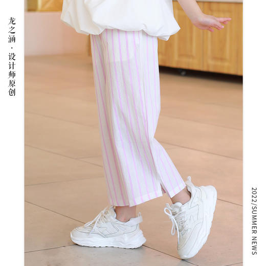 【抄底价清仓】龙之涵简约气质款女童直筒裤 9分裤 百搭有型 全棉水洗棉 女童麻感九分直筒裤 商品图2