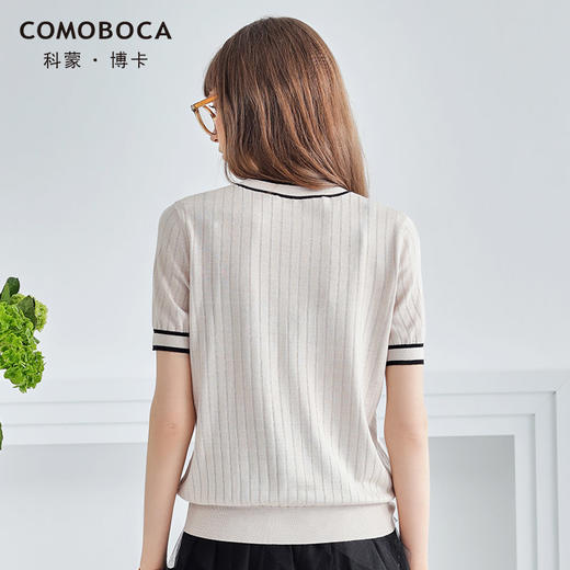 科蒙博卡夏季圆领假门襟真丝上衣女 透气桑蚕丝针织T恤小衫KSP1020H8156 商品图2