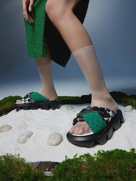 交叉带厚底拖鞋 商品图3