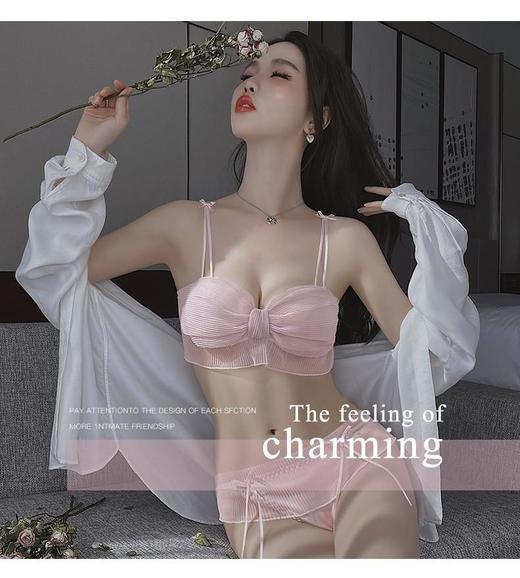 【甜美少女网纱蝴蝶结Bra】无钢圈小胸聚拢调整型内衣收副乳上托性感文胸套装 商品图3
