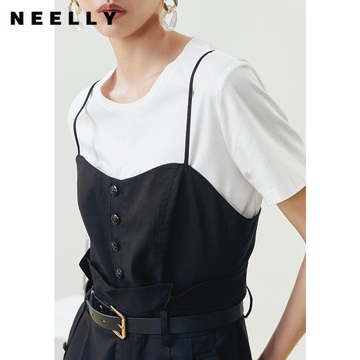 NEELLY纳俪商场同款吊带连体裤女收腰高级感时尚百搭夏季短裤休闲N22042Q01060 商品图1