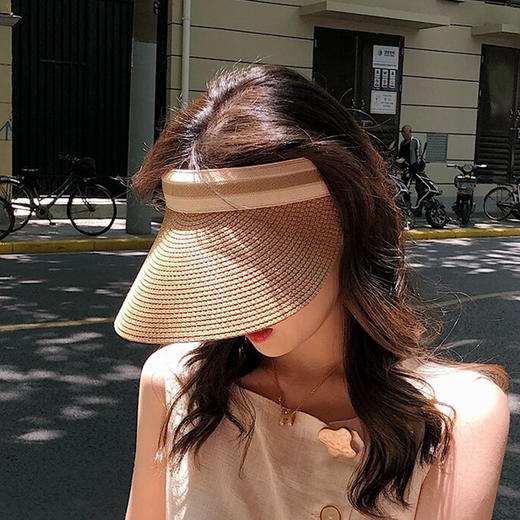 佩派贝壳空顶帽发箍女夏季防紫外线遮阳透气空顶帽学生显脸小可折叠发箍帽草编防晒夏季 商品图1