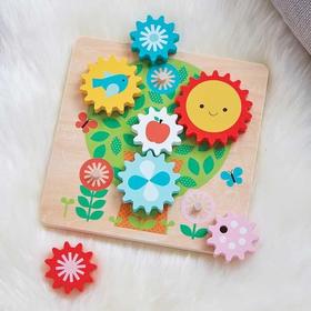 Petit Collage忙碌的树美国高端环保玩具木质齿轮玩具