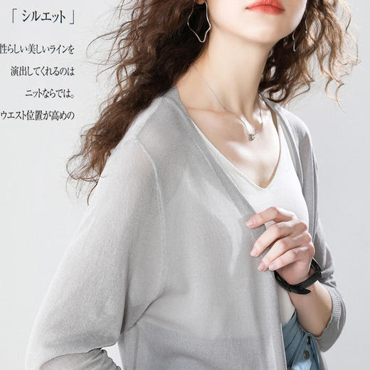 【59一件，轻奢品质】冰丝防晒针织开衫  慵懒风V领 藏肉修身 时尚百搭 轻奢气质 8色可选 商品图2