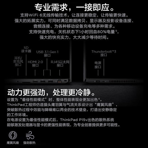 联想ThinkPad P15v 15.6英寸笔记本(i7-10750H 8G 512G P620 4G独显)【 04CD】 指纹+人脸识别 WiFi6快充标配 商品图4
