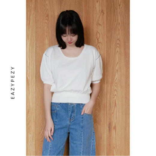 EAZYPEZY 意大利纯棉大圆领宽松短袖针织衫 商品图4