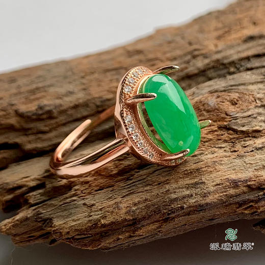 派瑞翡翠 翡翠戒面 冰种 绿色 商品图0