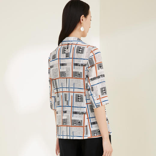 玳莎16mm真丝双绉印花外套五分袖通勤气质西装外套女  CB37101 商品图2