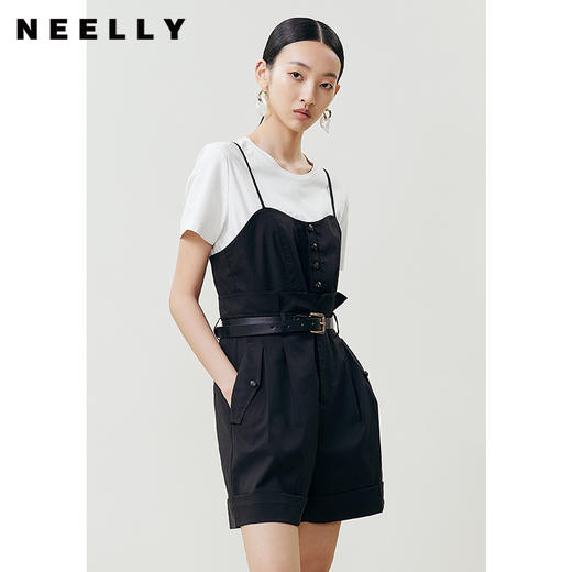 NEELLY纳俪商场同款吊带连体裤女收腰高级感时尚百搭夏季短裤休闲N22042Q01060 商品图3